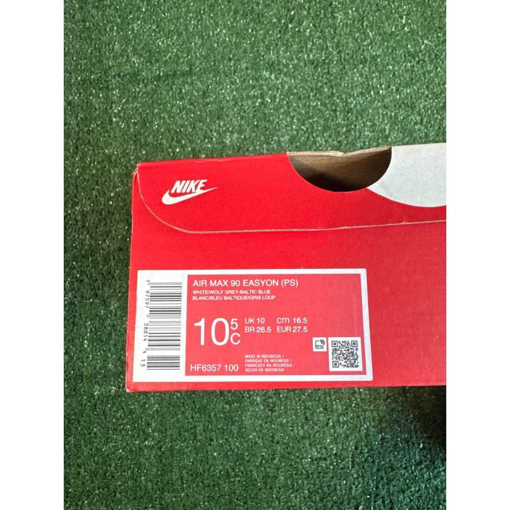 Nike Air Max 90 EasyOn PS White Wolf Grey Baltic Blue HF6357-100 Kids Size 10.5C - Picture 5 of 5